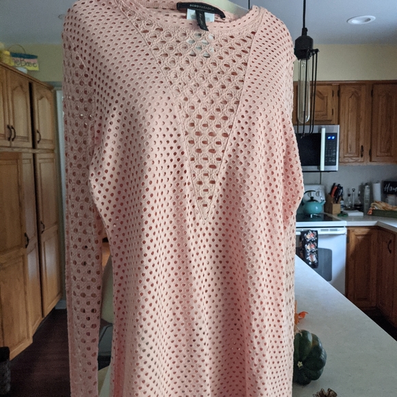 Women's top bcbgmaxazria size small peachy coral crop top corset style - Picture 2 of 7